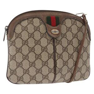 Authentic GUCCI GG Supreme Web Sherry Line Bag PVC Beige Gold 904 02 047